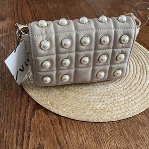 Zara  beige Guilted Mini Crossbody Shoulder Bag